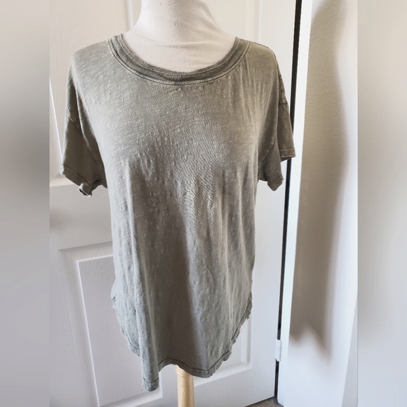 Anthropologie Pilcro Sage Green Distressed Cotton Short Sleeve T Shirt Women's S - Picture 1 of 7